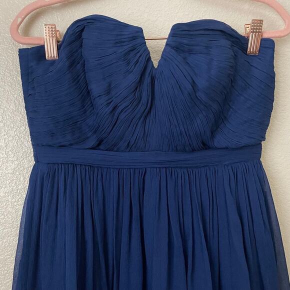 J. Crew Dress Womens Size 2 Blue Nadia Silk Pleated Chiffon Mini A-Line Cocktail - Picture 4 of 14